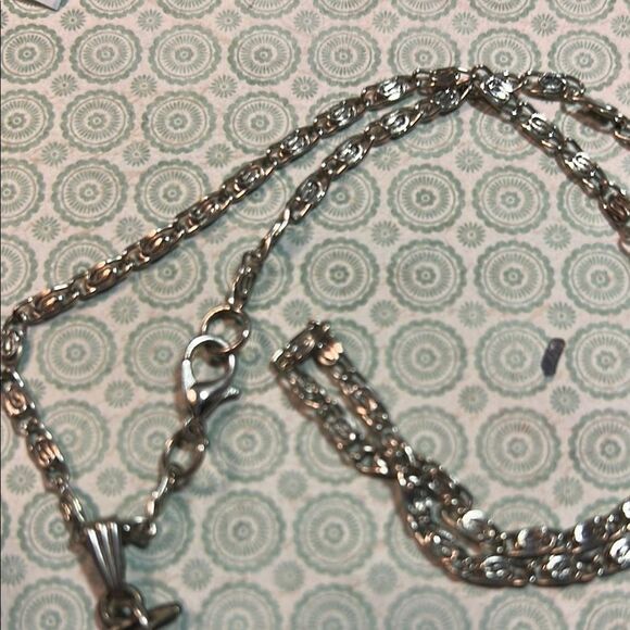 Silver Crescent Moon Necklace with Multicolor Pendant - Picture 4 of 5